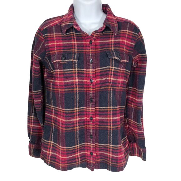 Patagonia Fjord Flannel Shirt Pink purple Plaid Size 0 XS Button Up Top - Picture 1 of 12